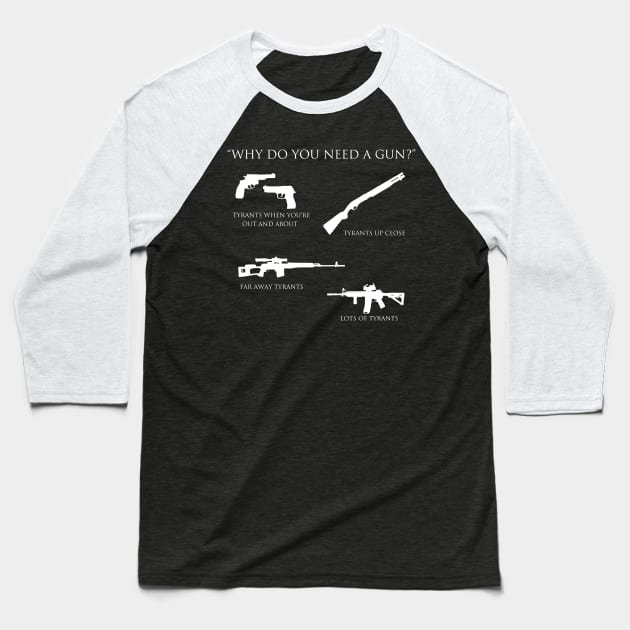 Why do you need a gun? Baseball T-Shirt by DrSh0ckerDesigns